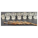 Set of 7 Vintage Clear Glass Drawer Pull Knobs with Mounting Hardware
