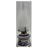 Antique Mantel Clock, Ceramic Bowls, and Ceramic Oil Lamp Set