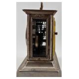 Antique Brass and Silver-Tone Carriage Mantel Clock with Roman Numerals - Germany