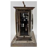 Antique Brass and Silver-Tone Carriage Mantel Clock with Roman Numerals - Germany