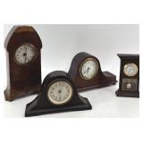 Lot of 3 Vintage Miniature Mantel Clocks and 1 Miniature Regulator Clock