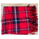 Set of 4 Vintage Tartan Fringe Wool Throw Blankets