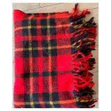 Set of 4 Vintage Tartan Fringe Wool Throw Blankets