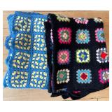 Set of 2 Handmade Crochet Granny Square Afghans