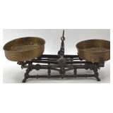 Antique Cast Iron Balance Scale with Brass Pans