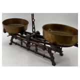 Antique Cast Iron Balance Scale with Brass Pans