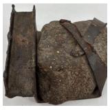 Lot of Antique Hanging Spring Scales, Champion 6-Lever Padlock, and Vintage Artisan Metal Card Holder