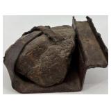 Lot of Antique Hanging Spring Scales, Champion 6-Lever Padlock, and Vintage Artisan Metal Card Holder