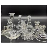Vintage Clear Glass Candlestick Holders Assorted Styles