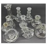 Vintage Clear Glass Candlestick Holders Assorted Styles