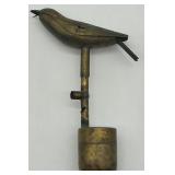 Antique Rotating Wooden Hourglass Timer and Cast Brass Bird Whistle
