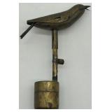 Antique Rotating Wooden Hourglass Timer and Cast Brass Bird Whistle