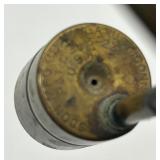 Antique Rotating Wooden Hourglass Timer and Cast Brass Bird Whistle