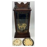 Vintage and Antique Clock Collection with Wooden Cases and Spare Clock Faces FOR PARTS OR REPAIR
