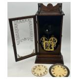 Vintage and Antique Clock Collection with Wooden Cases and Spare Clock Faces FOR PARTS OR REPAIR
