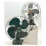Lot of 2 Vintage Desk Fans - Cool Spot and Le John Metal Blade