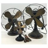 Collection of 3 Antique Electric Desk Fans Westinghouse and Peerless FOR PARTS OR REPAIR