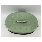 Vintage Green Enamel Roasting Pan with Lid