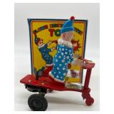 Set of 3 Vintage Wind-Up Tin Toys with Original Boxes - Elephant, Clown, Rabbit