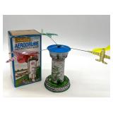 Schylling Aerodrome Airport Control Tower and Wind-Up Lotus Race Car Tin Toys
