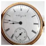 Elgin 14K Gold Filled Engraved Hunter Case Pocket Watch
