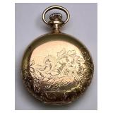 Elgin 14K Gold Filled Engraved Hunter Case Pocket Watch