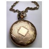 Fred J. Westby Gold Filled Pocket Watch with Chain and Exposed Movement