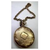 Fred J. Westby Gold Filled Pocket Watch with Chain and Exposed Movement
