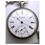 Rockford Pocket Watch with Chain, Roman Numeral Dial