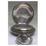 Hamilton Watch Co. 17 Jewels Pocket Watch in A.W.W.Co. Silver Coin Case