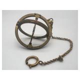 Vintage Brass Armillary Sphere Sundial with Chain