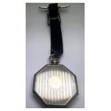 Vintage Chevrolet Octagonal Pocket Watch with Leather Strap and Badge