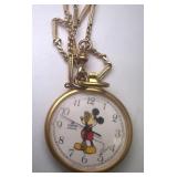 Lot of 4 Vintage Pocket Watches and Stopwatch Including Mickey Mouse Lorus