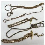 Collection of Antique Pocket Watch Chains, Stands, Glass Dome, and Winding Keys