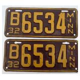 Lot of 4 Vintage Minnesota License Plates 1932 and 1935