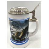 Beer Advertising Collectibles Lot with Guinness Tray, Stella Artois Glass, Stein, Wall Rack, and House of Holbein Hats