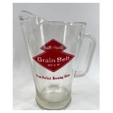 Grain Belt Beer Glass Pitcher with 6 Matching Mugs