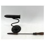 Collection of 3 Antique Hat Ironing Tipping Irons with Stands
