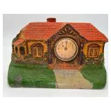 Antique Cottage-Shaped Clock with Floral Design
