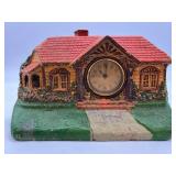 Antique Cottage-Shaped Clock with Floral Design