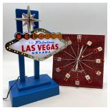 Las Vegas Inspired LED Table Sign and Dice Theme Wall Clock Set