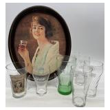 Coca-Cola Collector Glassware Lot with Vintage Tray and Glasses