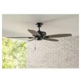 Hampton Bay North Pond 52 in. Indoor/Outdoor Matte Black Ceiling Fan with Downrod and Reversible Motor; Light Kit AdaptableCustomer Returns See Pictures