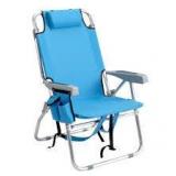 Karl home 38.2 in. Blue Aluminum And 600D Polyester Fabric Adjustable Beach Chair Customer Returns See Pictures