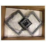 HUOKU Lumin Integrated LED 20 in.W Black Geometric Flush Mount Ceiling Light with Acrylic Crystal for Living Room Bathroom Customer Returns See Pictures