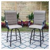 Padded Swivel Metal Outdoor Bar Stool with Arms (2-Pack) Customer Returns See Pictures
