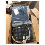 JOYSIDE Wicker Outdoor Rocking Chair Patio Swivel with Blue Cushions Customer Returns See Pictures