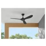 Home Decorators Collection Tager 52 in. Smart Indoor/Outdoor Matte Black with Whiskey Barrel Blades Ceiling Fan with Remote Powered by Hubspace Cushions Customer Returns See Pictures