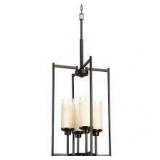 Progress Lighting Alexa Collection 4-Light Antique Bronze Chandelier with Etched Umber Linen Glass  Customer Returns See Pictures