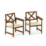 Tioman Hardwood Outdoor Dining Chair with Beige Color Cushion (2-Pack) by Furinno  Customer Returns See Pictures